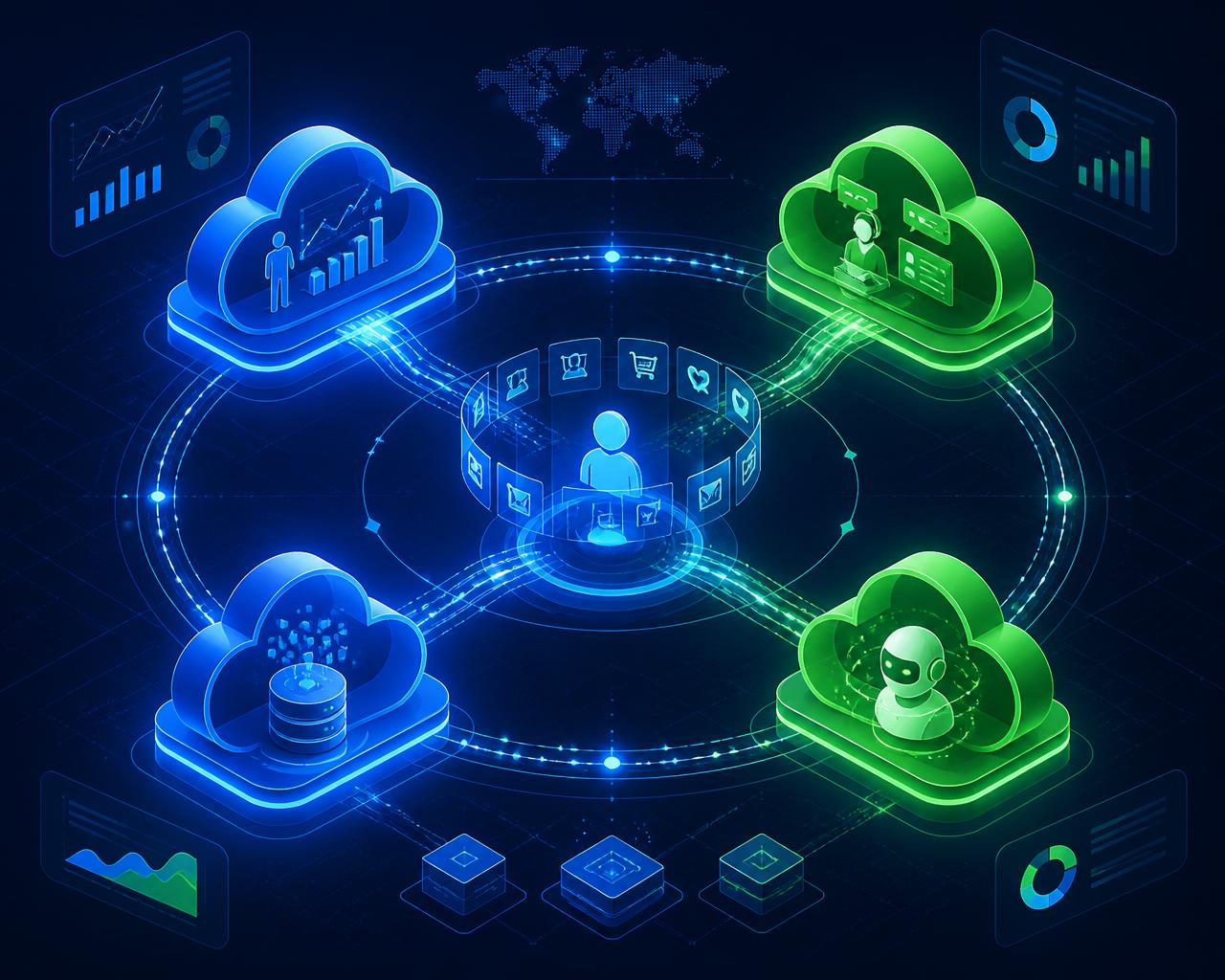 Salesforce ecosystem — connected clouds, Agentforce AI, Data Cloud and Customer 360